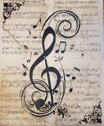 Dessin clé de sol perso avec flammes colorées style aquarelle. Cle De Sol Sur Partition De Musique Peinture Par Anny Burtscher Beaudoin Artmajeur