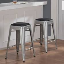 Tabouret 24 Inch Padded Metal Counter Stool Set Of 2 Metal Counter Stools Contemporary Bar Stools Metal Bar Stools