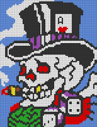 Gambler Skull Pixel Pattern By Qwazy2 Pixel Pattern Graph Paper Art Skull Crafts