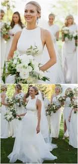 Elegant Long A Line White Satin Tulle Train Shoulder Strap High Neckline Wedding Dress Ab1089 White Bridal Dresses Wedding Dress Necklines Wedding Dresses