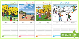 Nouns verbs adjectives adverbs free english worksheets noun verb adjective and adverb worksheets learny kids nouns verbs and adjectives worksheet and lesson plan Seasons Themed Verb Adjective Noun Picture Worksheets