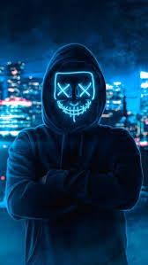 Neon Mask Hoodie Guy Iphone Wallpaper Man Wallpaper Hipster Wallpaper Neon Wallpaper