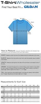 t shirt wholesaler gildan size chart