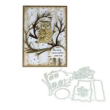 With the help of a stamping tool like this, you can get really amazing, realistic stamped images. Owl On The Tree Stamps And Dies Sets For Card Making Bird Metal Cutting Dies Christmas Craft Dies And Stamps Buy Online In Qatar At Qatar Desertcart Com Productid 155079655