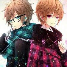 Anime Twins Brown Hair And Blue Eyes Red Eyes Cute Anime Guys Anime Characters Cute Anime Boy