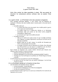 • 1/ les années suivantes marquent un refroidissement des relations. Fiche Revision La Guerre Froide 1947