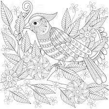 Our pillows are digitally printed on textured linen. Adult Anti Stress Coloring Page With Tropical Bird Hand Drawn Royalty Free Cliparts Vectors And Stock Illustration Image 69992645
