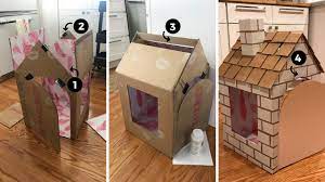 Diy Cardboard Box Playhouse Tutorial Healthy Grocery Girl Then, you will also need some paint or sticker to decorate the. diy cardboard box playhouse tutorial