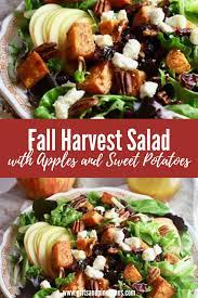 Fall Harvest Salad With Apples And Sweet Potatoes Gritsandpinecones Com Recipe Autumn Salad Recipes Pecan Chicken Salads Harvest Salad