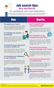 I am looking for a position of senior developer in a stable company. Job Search Tips Dos And Don Ts For Candidates With Work Experience Infographic Jobstreet Philippines