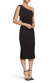 Dress The Population Tiffany One Shoulder Midi Black Dress Black Midi Dress Dress The Population Select Dress