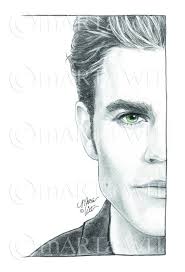Tvd01 Fan Art Print Stefan Salvatore Vampire Drawings Celebrity Drawings Fan Art Drawing