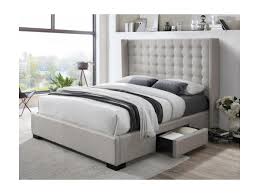 Letto contenitore 6 con cassetti, ripiani 8, 2 scomparti con porte e 2 ripiani estraibili. Letto Leonce Capitonne Cassetti 160 X 200cm Tessuto Beige