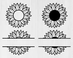 Split Sunflower Svg Split Flower Monogram Svg Split Flower Svg Etsy Flower Svg Monogram Svg Svg
