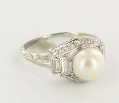 Image Result For Art Deco Pearl Ring Pearl And Diamond Ring Pearl Engagement Ring Art Deco Engagement Ring