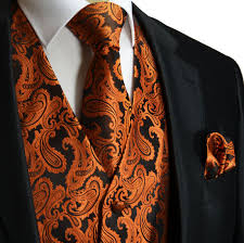 Black And Gold Paisley Vest Copper Paisley Mens Tuxedo Vest Set Q20 X Tuxedo Vest Mens Tuxedo Vest Necktie Set