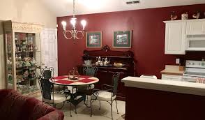 Burgundy And Green Decorated Living Room Kitchen And Dining Room Living Room Green Living Room Green Living
