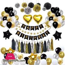 The air jordan 1 black metallic gold released in november of 2020 and retailed for $170. Buy Black Gold White Balloon Birthday Party Decorations Complete Deal At Best Price In Pakistan Black And Gold Party Decorations Gold Party Decorations Birthday Party Balloon