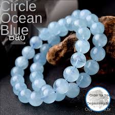 Natural Icy Aquamarine Bracelet Men S And Women S Ornament Valentine S Day Gift Devil Blue Crystal Single Loop Bracelet Shopee Brasil