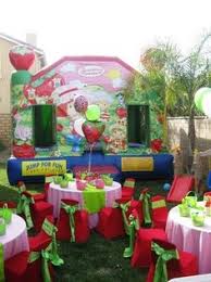 Strawberry Short Cake Theme Birthday Party Table Set Up Decoration Ideas Centerpieces Diy Birthday Party Princess Theme Birthday Party Birthday Party Tables