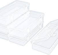 6 Pack Rectangular Clear Plastic Storage Containers Box with Hinged Lid for Beads and Other Small Craft Items (6.1 x 2.56 x 1.18 inch)