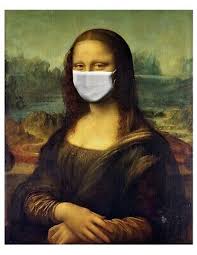 Vintage Style Sign Rustic Country Farmhouse Mona Lisa Face Mask 8" x 10"  Repro