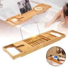 It has a sleek design and fits most bathtubs well and is quite durable. Luxury Bathroom Bamboo Bath Bathtub Shelf Bridge Tub Caddy Tray Rack Wine Glass Book Holder Bathtub Rack Support Buy At The Price Of 23 44 In Aliexpress Com Imall Com