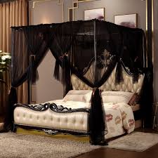 Bed canopy ideas using curtains. Black 4 Corner Princess Bed Curtain Canopy Mosquito Net For Girls Adults Twin Full Double Queen King Size Bedroom Decoration Wish