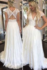 Simple Deep V Neck Lace Appliques Open Back Ivory Wedding Dresses Bridal Gowns Js888 In 2020 Wedding Dresses Lace Ball Gowns Wedding Best Wedding Dresses