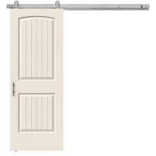 30 In X 84 In Santa Fe Primed Smooth Molded Composite Mdf Barn Door With Modern Hardware Kit Interior Barn Doors Rustic Hardware Barn Door