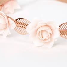 The earliest meaning for the white rose was one of true love but this association is now more prevalent for the red rose. Rose Gold Flower Leaf Headwrap Blush Pink