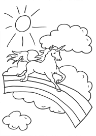 Kostenlose Malvorlage Einhörner Einhorn Auf Dem Regenbogen