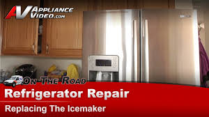 If a block of ice forms in the freezer compartment's ice bucket, clear the ice away and look for a white wire hanging down from the ice maker. Samsung Rf267abrs Refrigerator Diagnostic And Repair Replacing The Ice Maker Ice Maker Appliance Video
