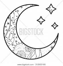 Coloringanddrawings.com provides you with the opportunity to color or print your sleeping bears on the crescent moon drawing online for free. Crescent Moon Stars Vector Photo Free Trial Bigstock