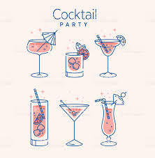 Cocktail Glasses Minimal Vector Thin Line Illustration Six In 2020 Line Illustration Menu Illustration Cocktail Illustration