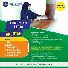 Koperasi yang sedang berkembang pesat ini ber kantor pusat di jl. Bmt Fastabiq Buka Lowongan Kerja Untuk Posisi Akuntan