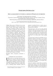 Pdf Intruding Intimacies Sexual Harassment Of Women Academics In Pakistani Universities