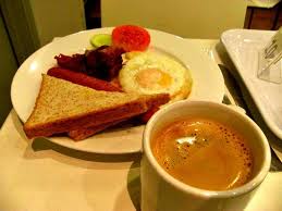 Or large bowl of porridge oats (oatmeal) made with water, splash of milk and a little sugar or honey mixed in. Typical American Breakfast Of Egg And Sausages With Hot And Thick Choco Picture Of Swiss Oven Kuala Lumpur Tripadvisor