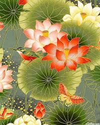 Glacier Star Focus Fabric Sanctuary Collection By Kona Bay Fabrics Lotus Art Japanese Art Japanese Painting