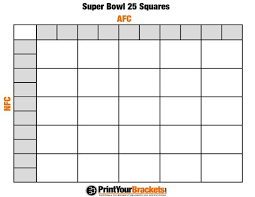 Printable Super Bowl Squares 25 Grid Office Pool In 2019