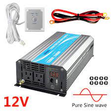 Power Inverter Pure Sine Wave 1200watt 12v Dc To 110v 120v With Remote Control Dual Ac Outlets And Usb Port For C Power Inverter Sine Wave Uses Of Solar Energy