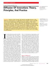 Pdf Diffusion Of Innovations Theory Principles And Practice