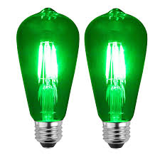 Sleeklighting Led 4watt Filament St64 Green Colored Light Bulbs Dimmable Ul Listed E26 Base Lightbulb Energy Saving Lasts For 25000 Hours Heavy Duty Glass 2 Pack Sleek Lighting