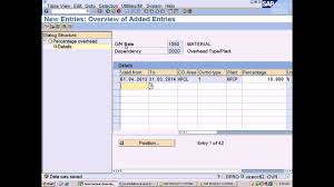 Sap Product Costing Training Define Percentage Overhead Part 2