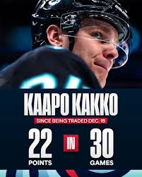 Kaapo Kakko has appeared to find a home in the Emerald City. 🦑 📺: Seattle  Kraken vs. Philadelphia Flyers TODAY at 12:30p ET