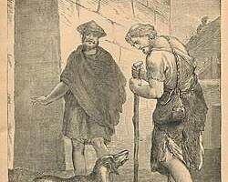 Image of Odyssey Book 17 classical art Odysseus returns to palace Argo dog death Eumaeus