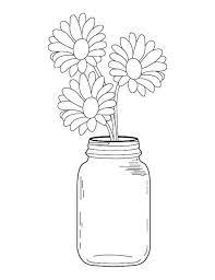 Doodle 101 / flower jar. Mason Jar Daisy Bouquet Coloring Page Coloring Pages Flower Drawing Cute Coloring Pages