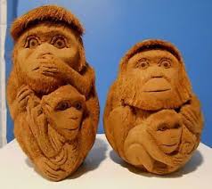 Coconut Monkeys Coconut Carved Monkey Set Great Art Work Hand Carved Coconut Monkey