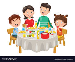 Of Family Having Dinner Vector Image On Vectorstock Family Cartoon Art Drawings For Kids Kids Art Projects
