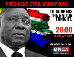 President cyril ramaphosa is expected to address the nation on tuesday evening on additional economic and social relief measures that form part of the diko said the presidency would during the course of the day announce the time of ramaphosa's address, which would be broadcast on radio. President Ramaphosa To Address The Nation Enca
